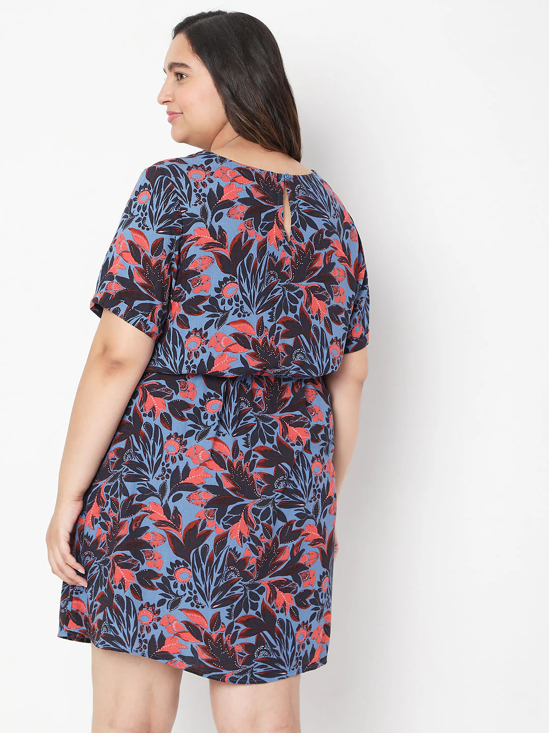 Curve Blue Floral Fit & Flare Dress - Image 3