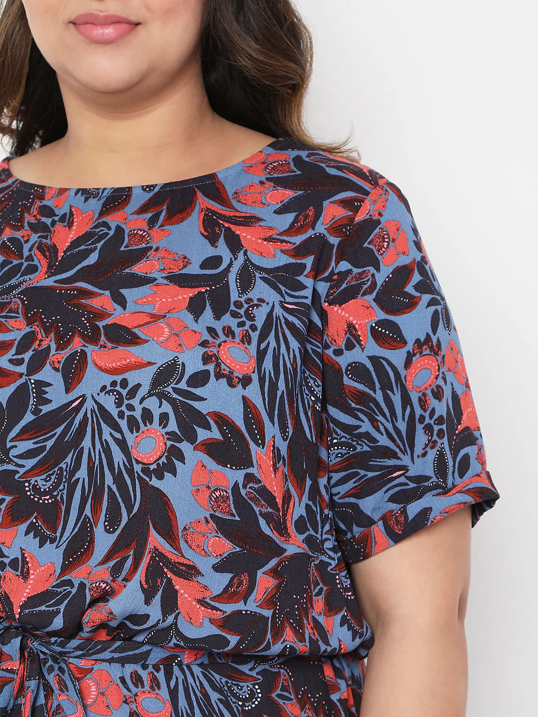 Curve Blue Floral Fit & Flare Dress - Image 5