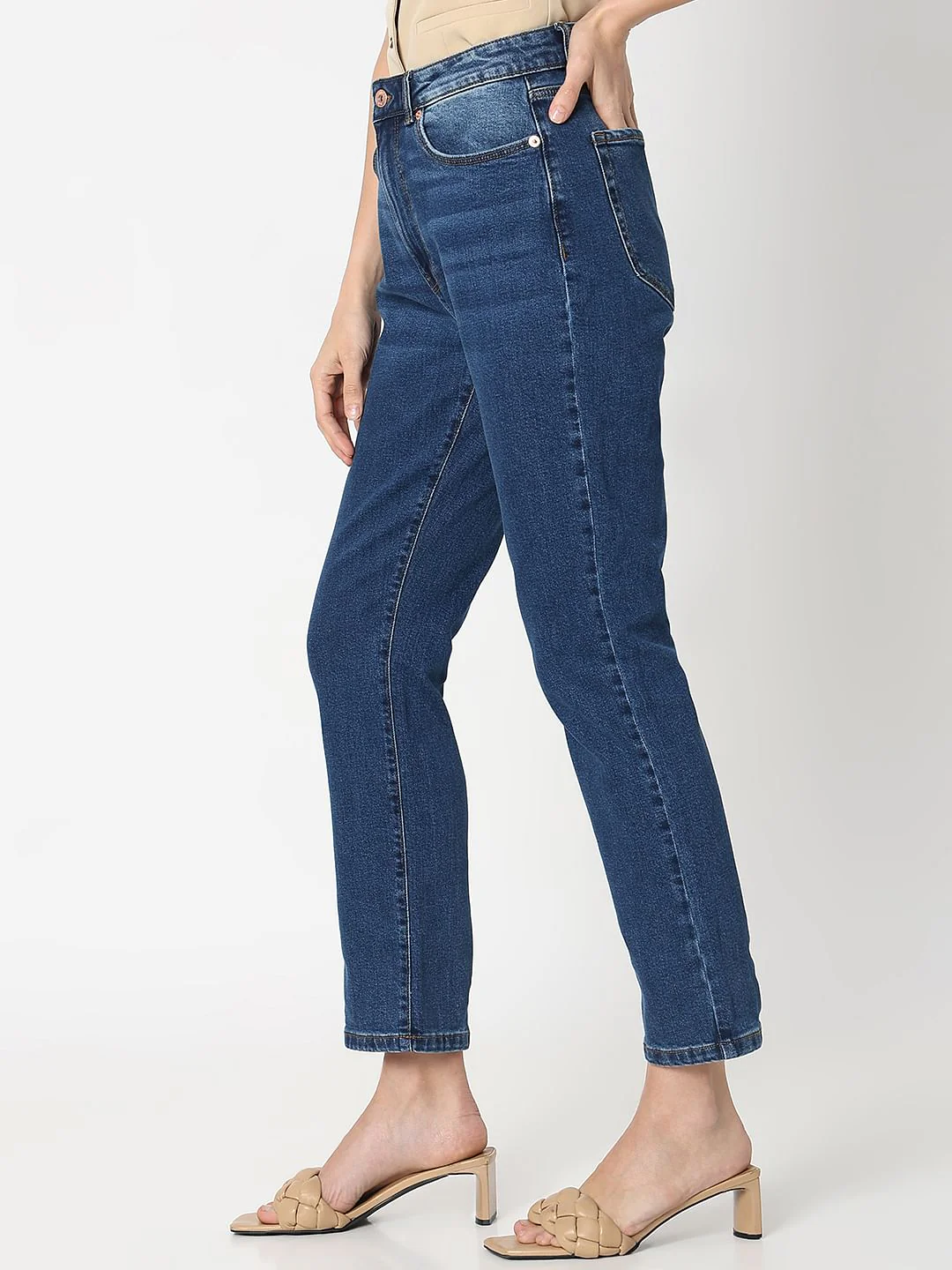 Blue High Rise Jade Straight Fit Jeans - Image 3