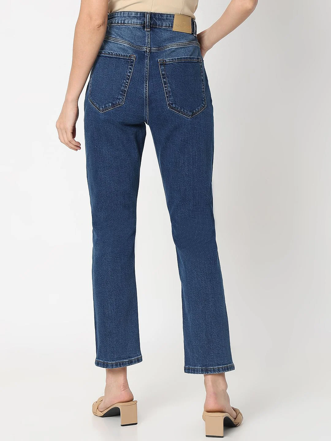 Blue High Rise Jade Straight Fit Jeans - Image 4