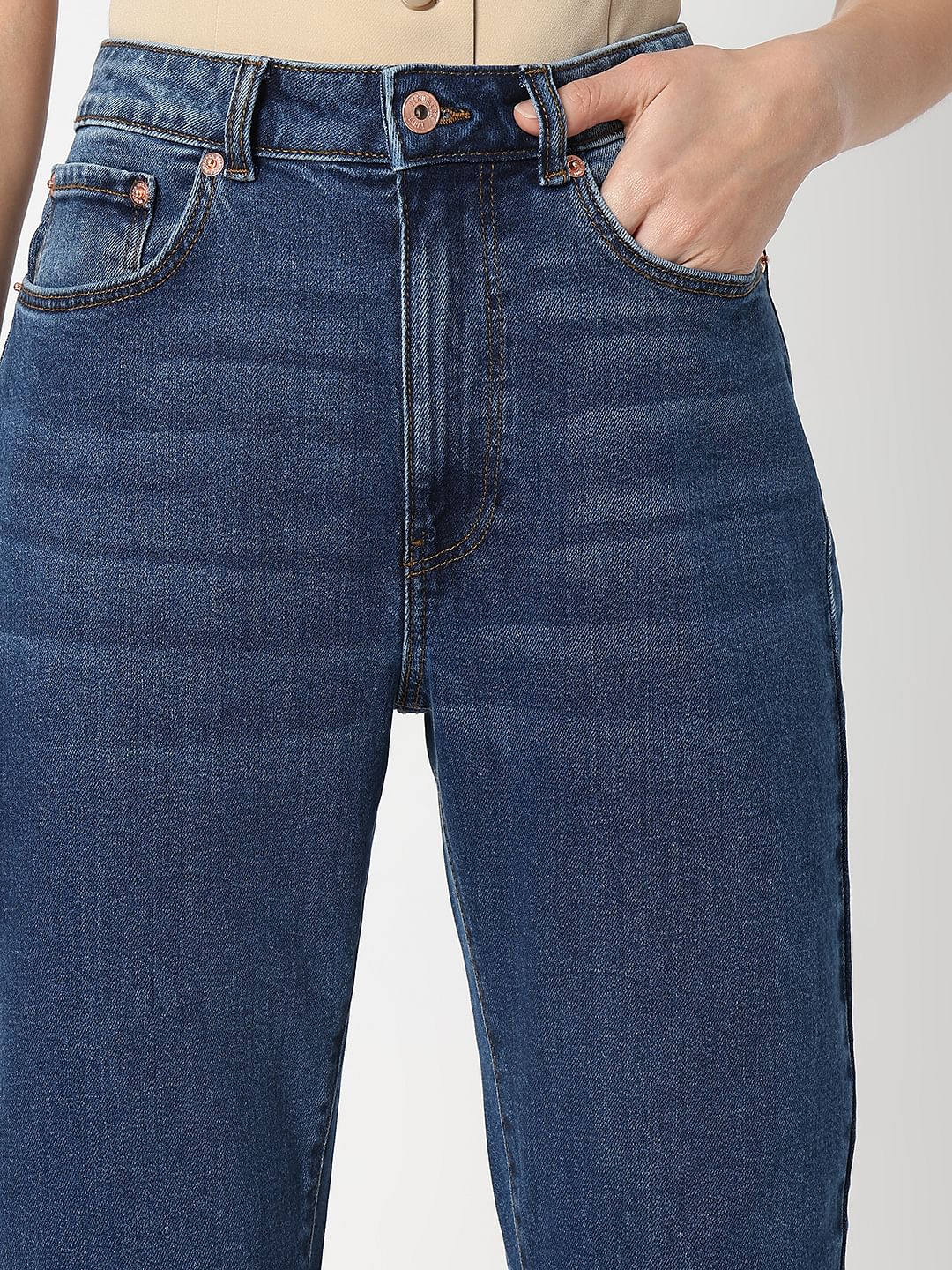 Blue High Rise Jade Straight Fit Jeans - Image 6