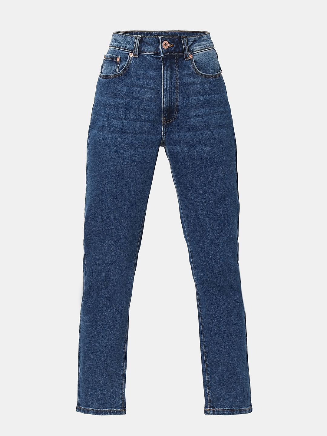 Blue High Rise Jade Straight Fit Jeans - Image 7