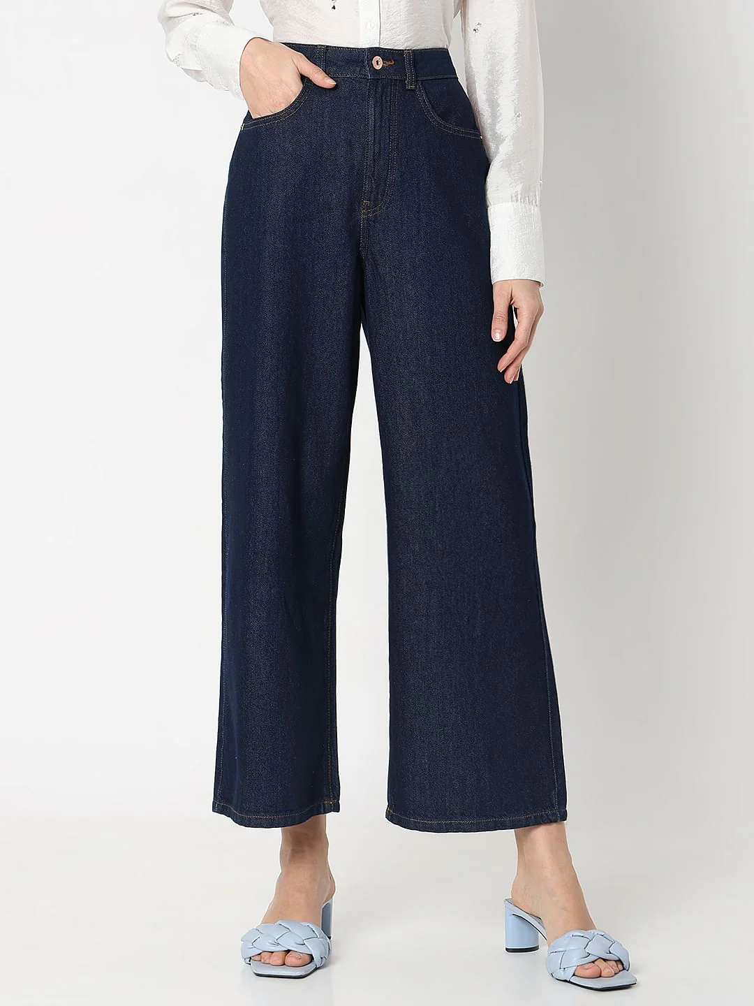 Dark Blue High Rise Zoey Wide-Leg Jeans - Image 2