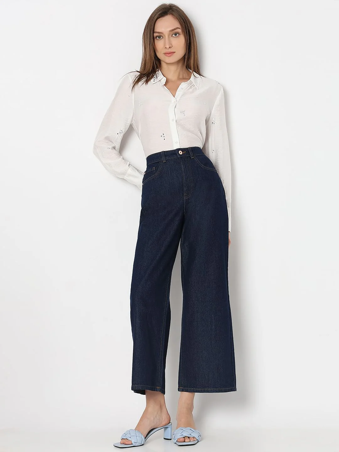 Dark Blue High Rise Zoey Wide-Leg Jeans - Image 5