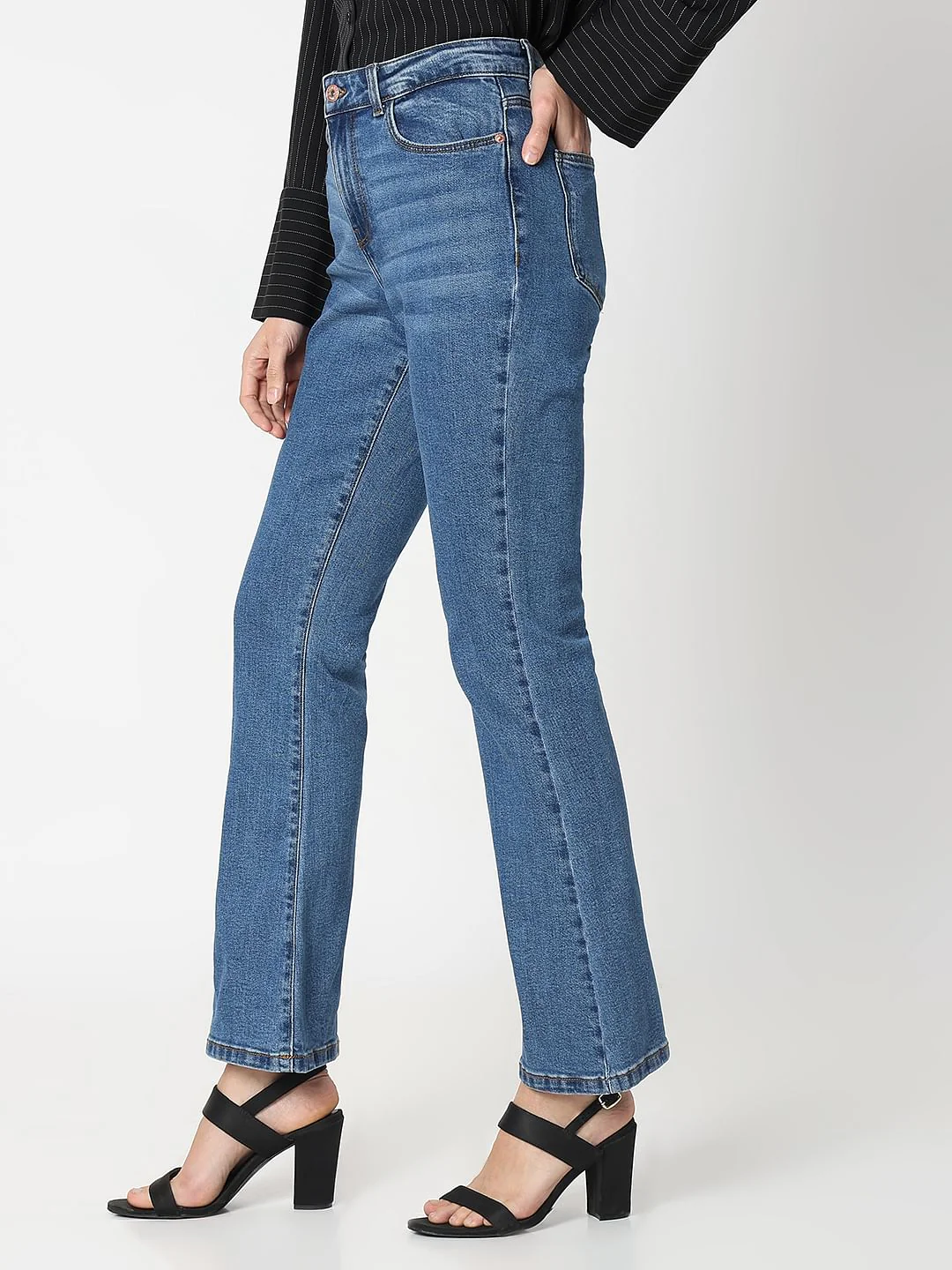 Blue Mid Rise Petra Bootcut Jeans - Image 3
