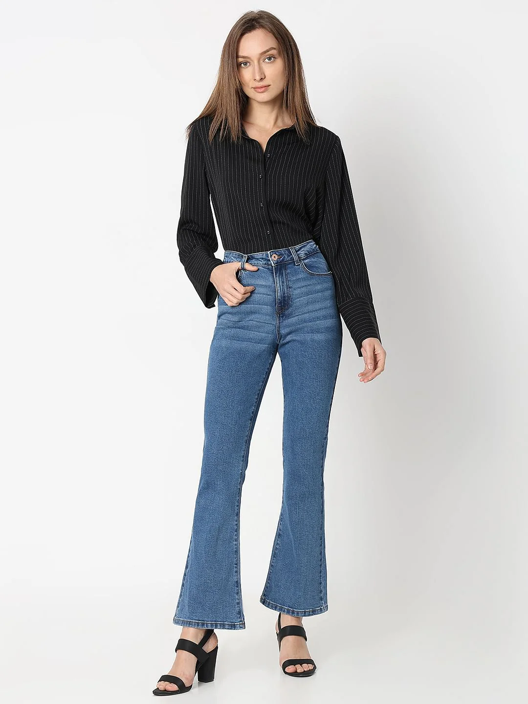 Blue Mid Rise Petra Bootcut Jeans - Image 5