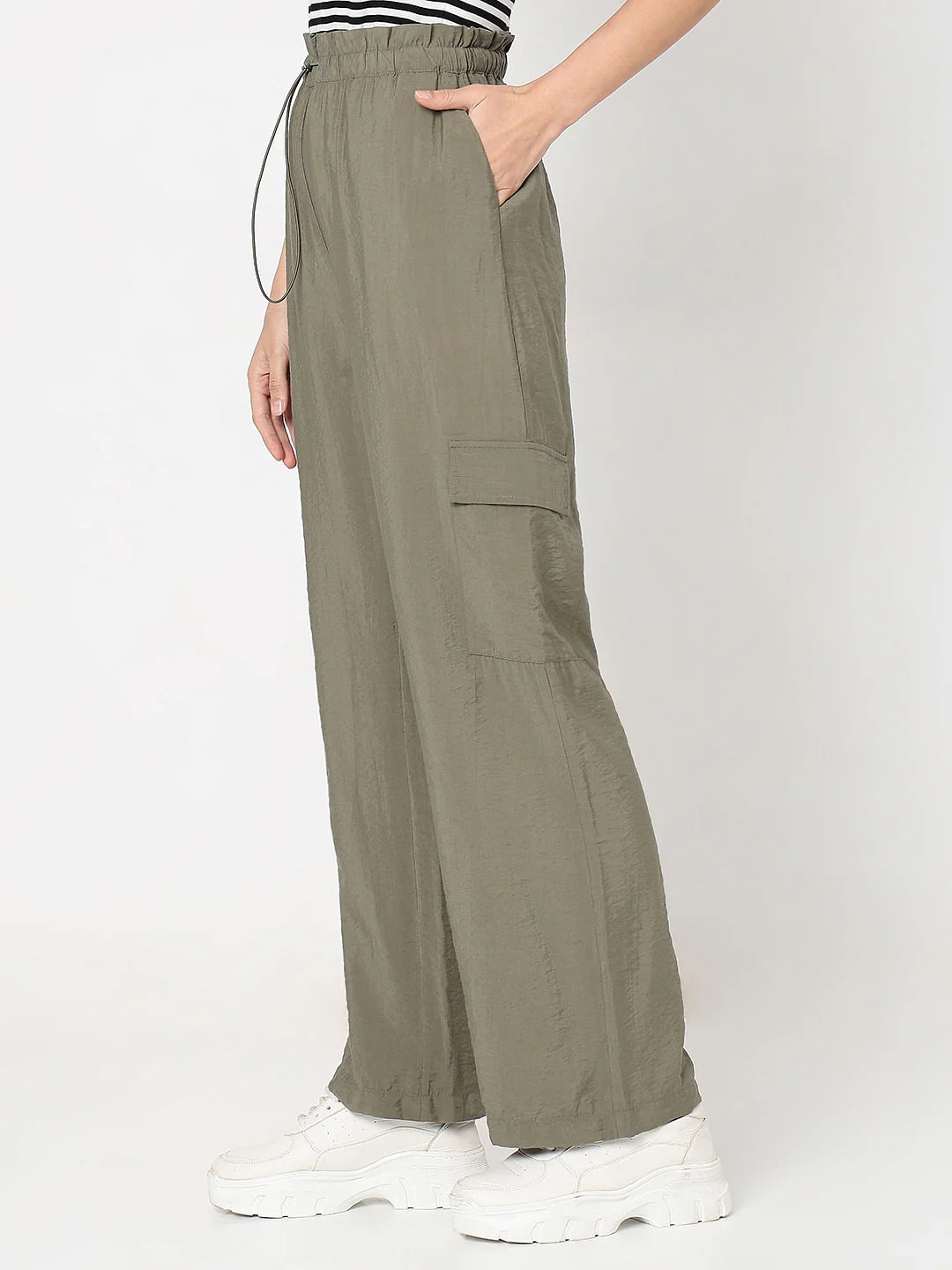 Green High Rise Cargo Pants - Image 3