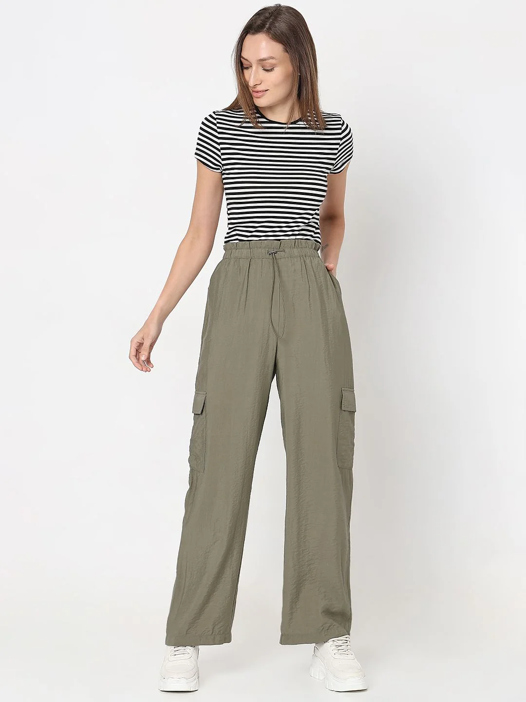 Green High Rise Cargo Pants - Image 6