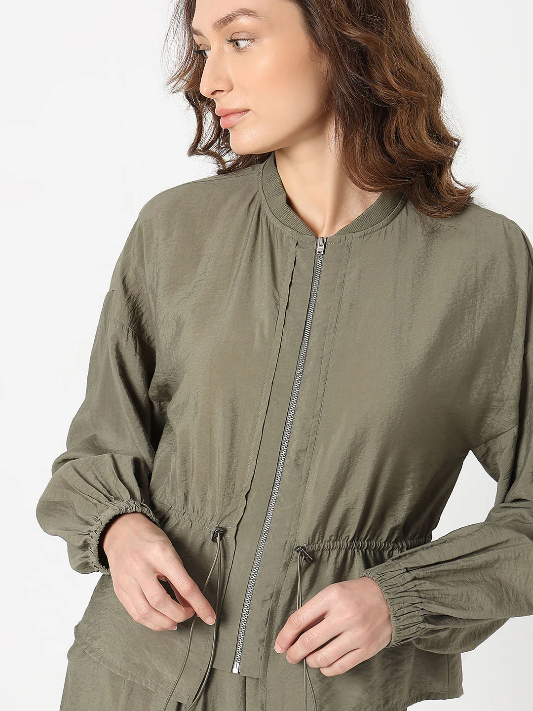 Khaki Bomber Co-Ord Set Jacket - Image 6