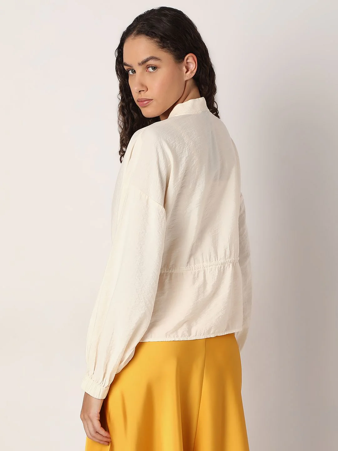 Ecru Short Zip-Up Cardigan - Image 4