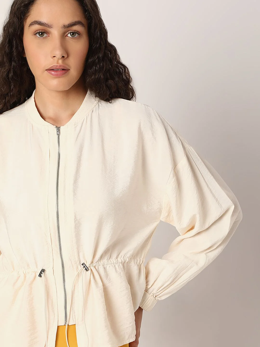Ecru Short Zip-Up Cardigan - Image 6