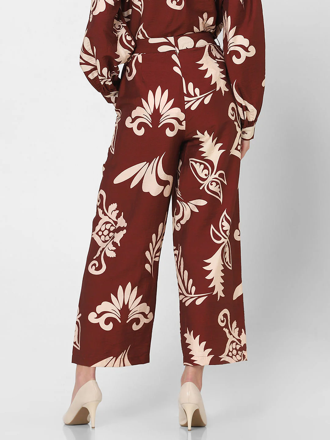 Dark Brown Printed Co-Ord Set Pants - Image 4