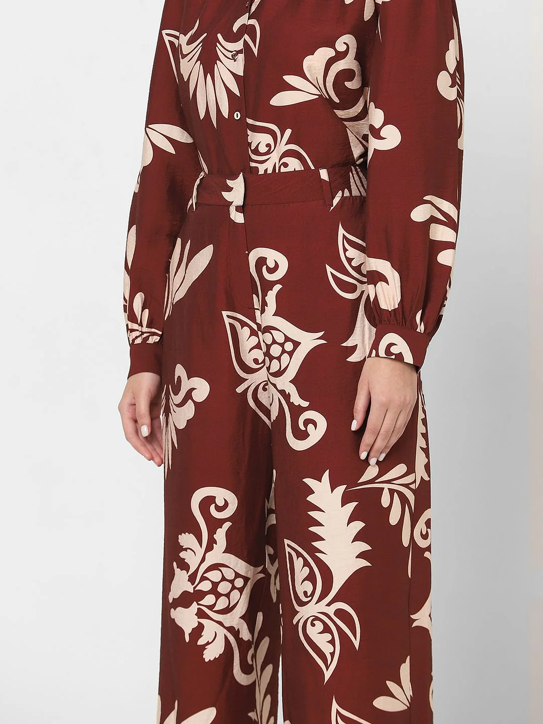Dark Brown Printed Co-Ord Set Pants - Image 6