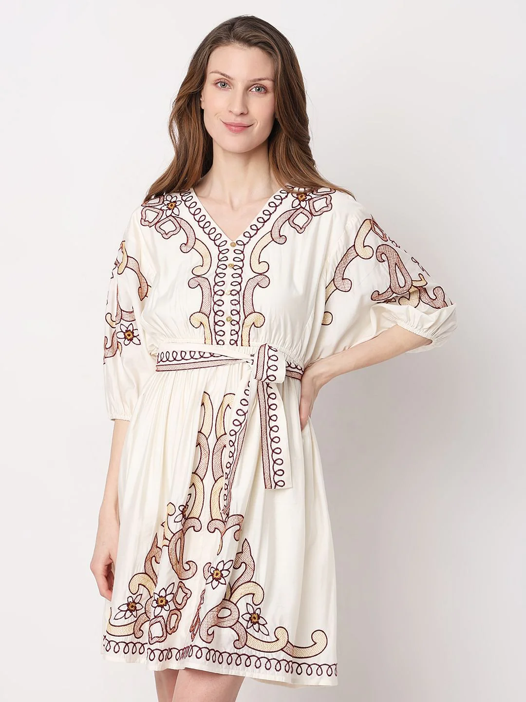 White Embroidered Print Shirt - Image 2