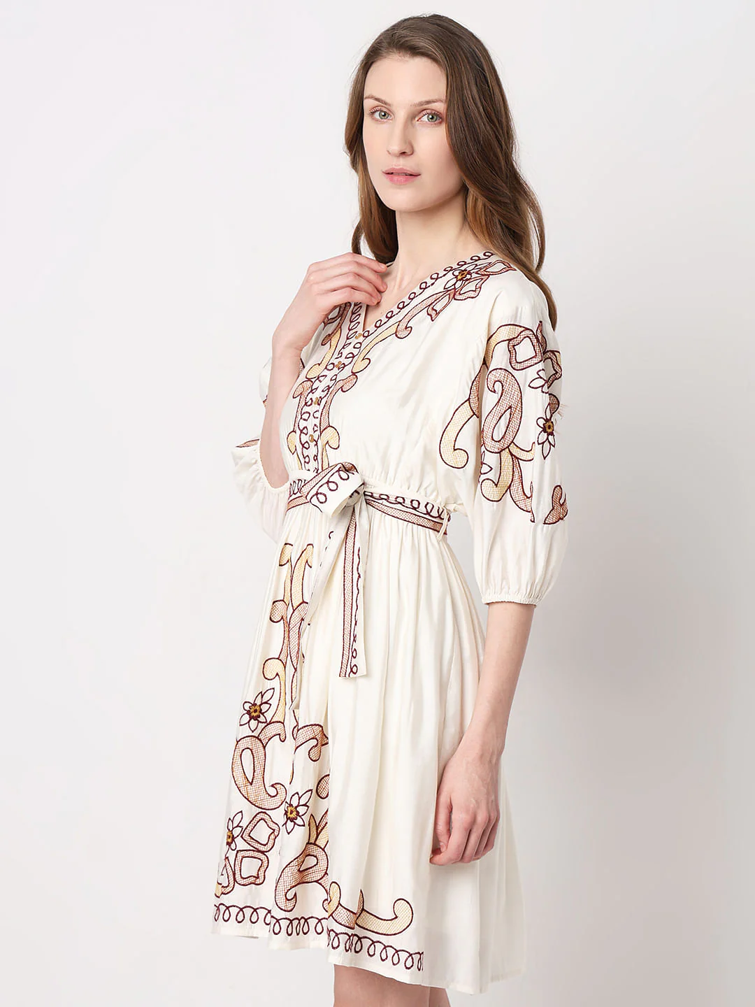 White Embroidered Print Shirt - Image 3