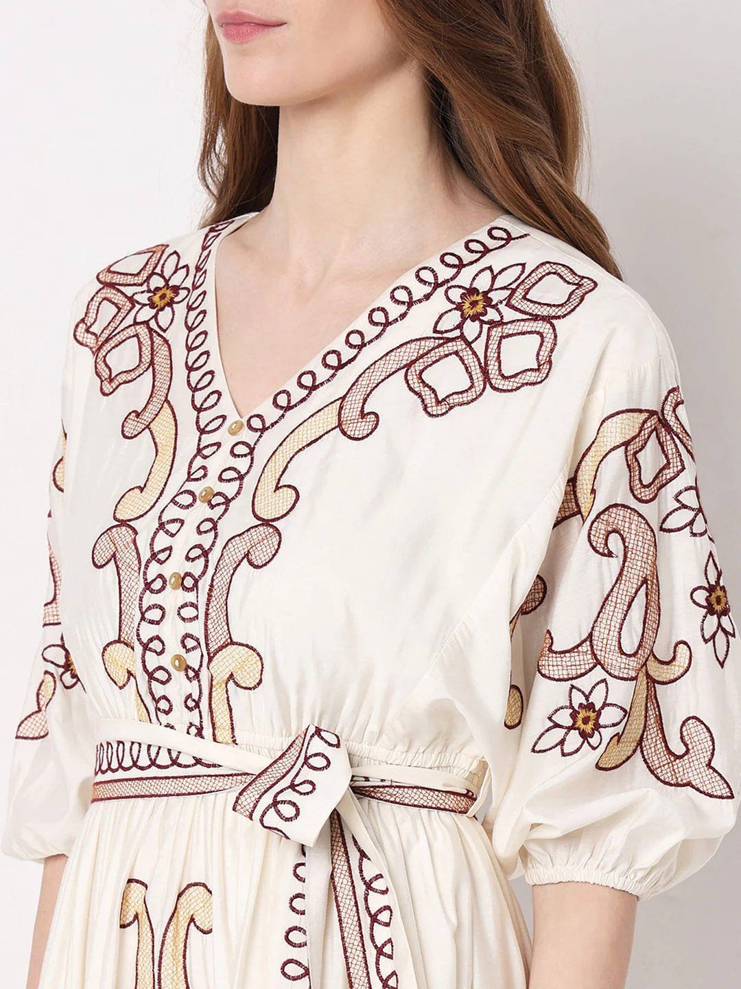 White Embroidered Print Shirt - Image 8