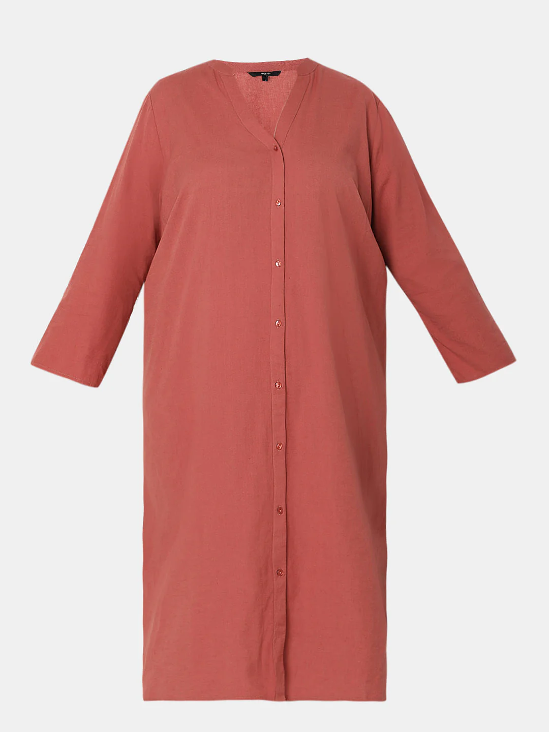 Curve Red Linen Shift Midi Dress - Image 6