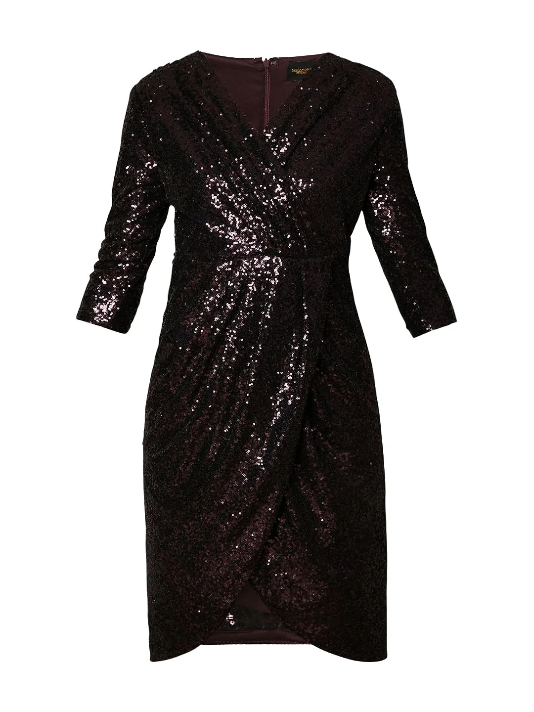 Marquee Wine Sequin Fit & Flare Dress - Image 6