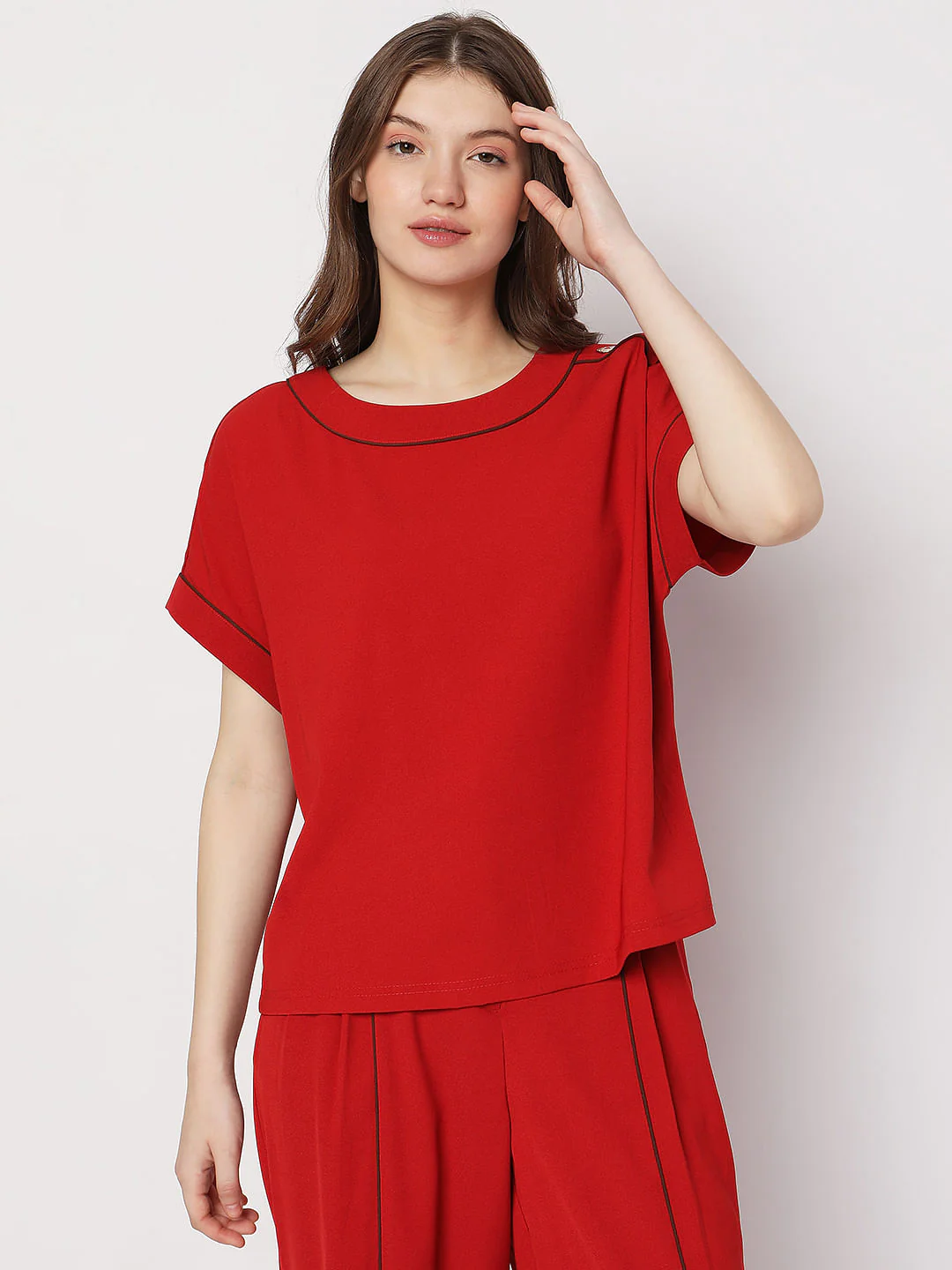 Red Knit Co-Ord Top - Image 2