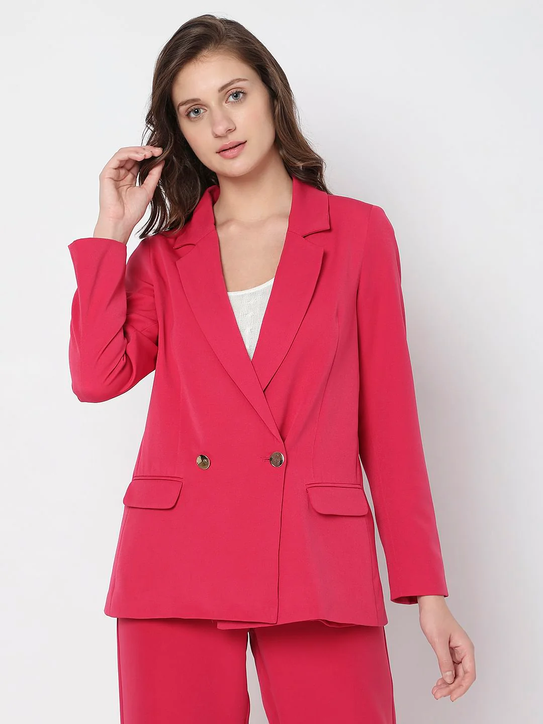 Pink Double Breasted Co-Ord Set Blazer - Image 2