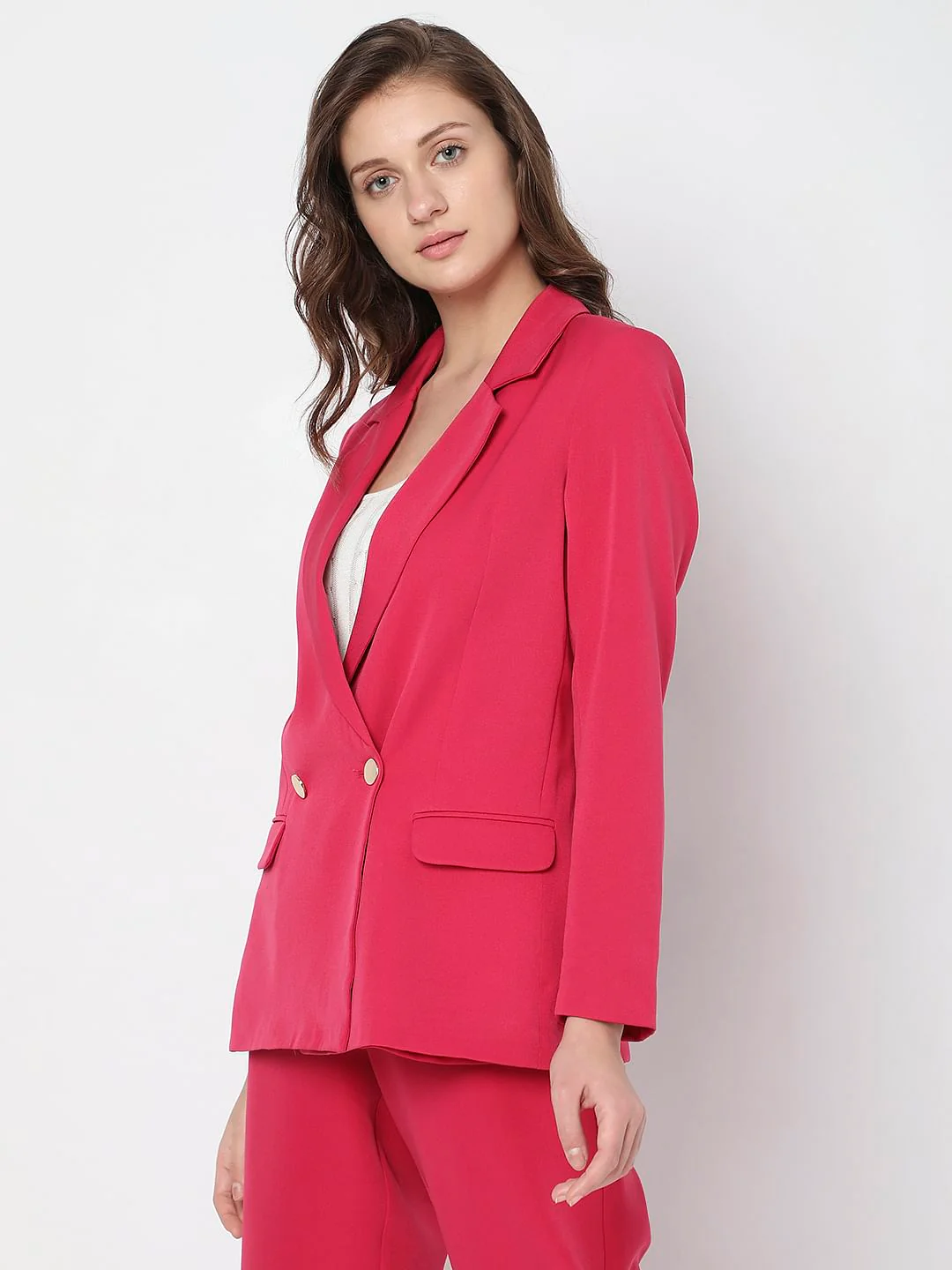 Pink Double Breasted Co-Ord Set Blazer - Image 3