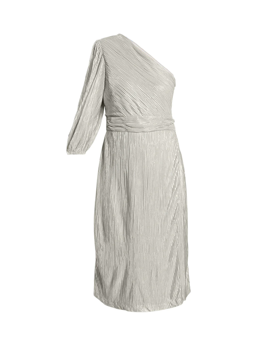 Marquee Beige One-Shoulder Shimmer Dress - Image 6