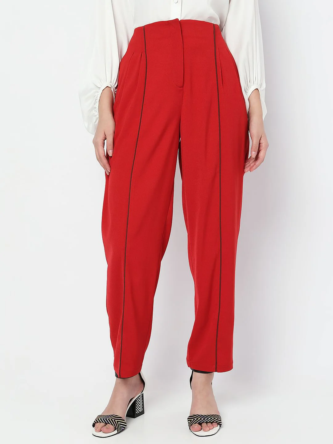 Red High Rise Anti Fit Co-Ord Set Pants - Image 2
