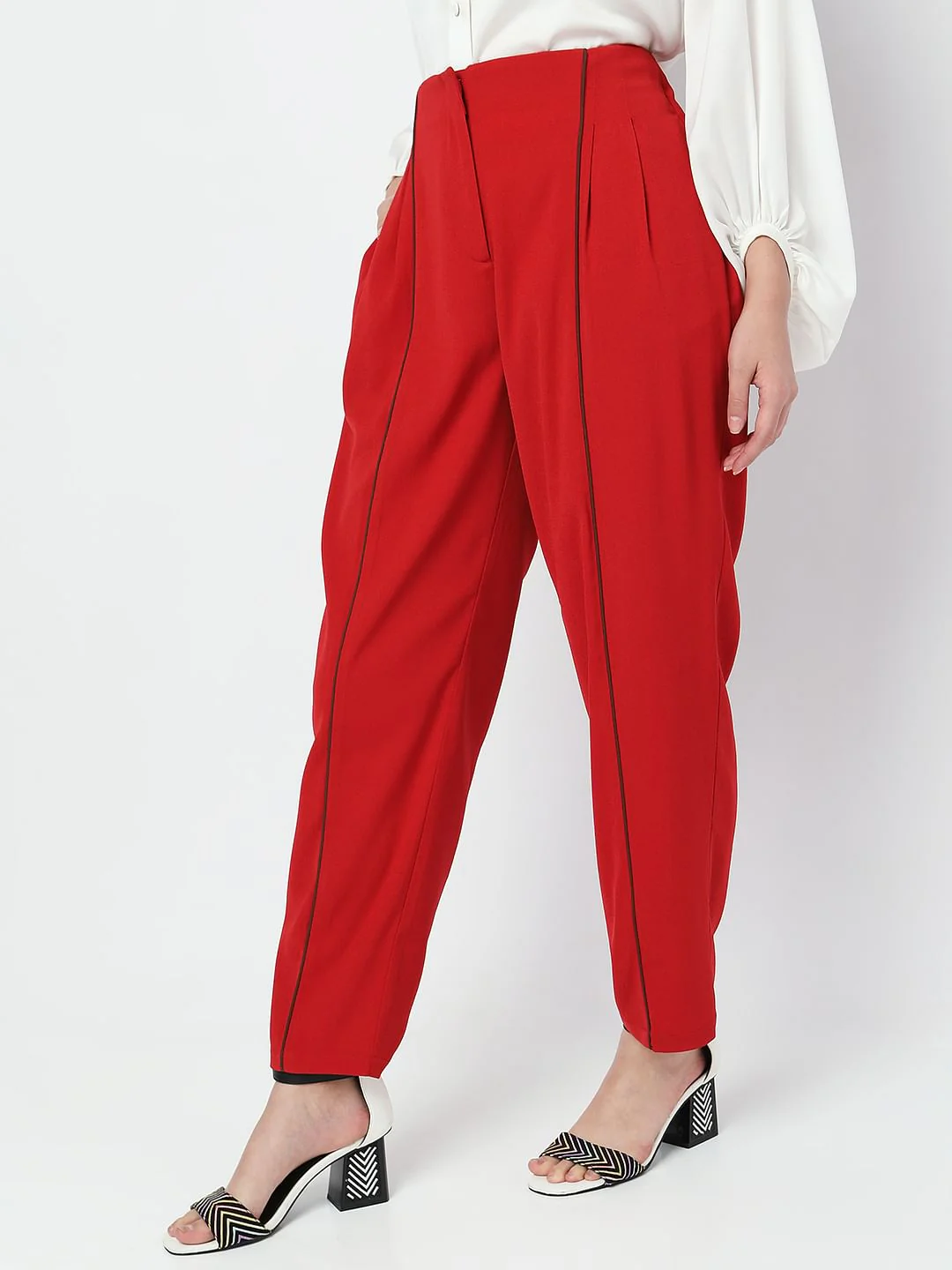 Red High Rise Anti Fit Co-Ord Set Pants - Image 3
