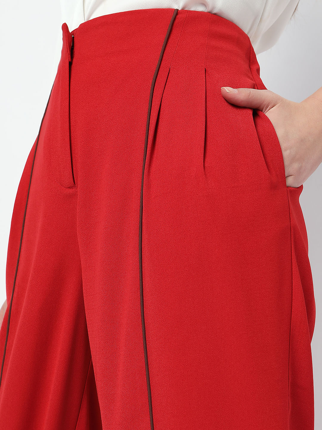 Red High Rise Anti Fit Co-Ord Set Pants - Image 5