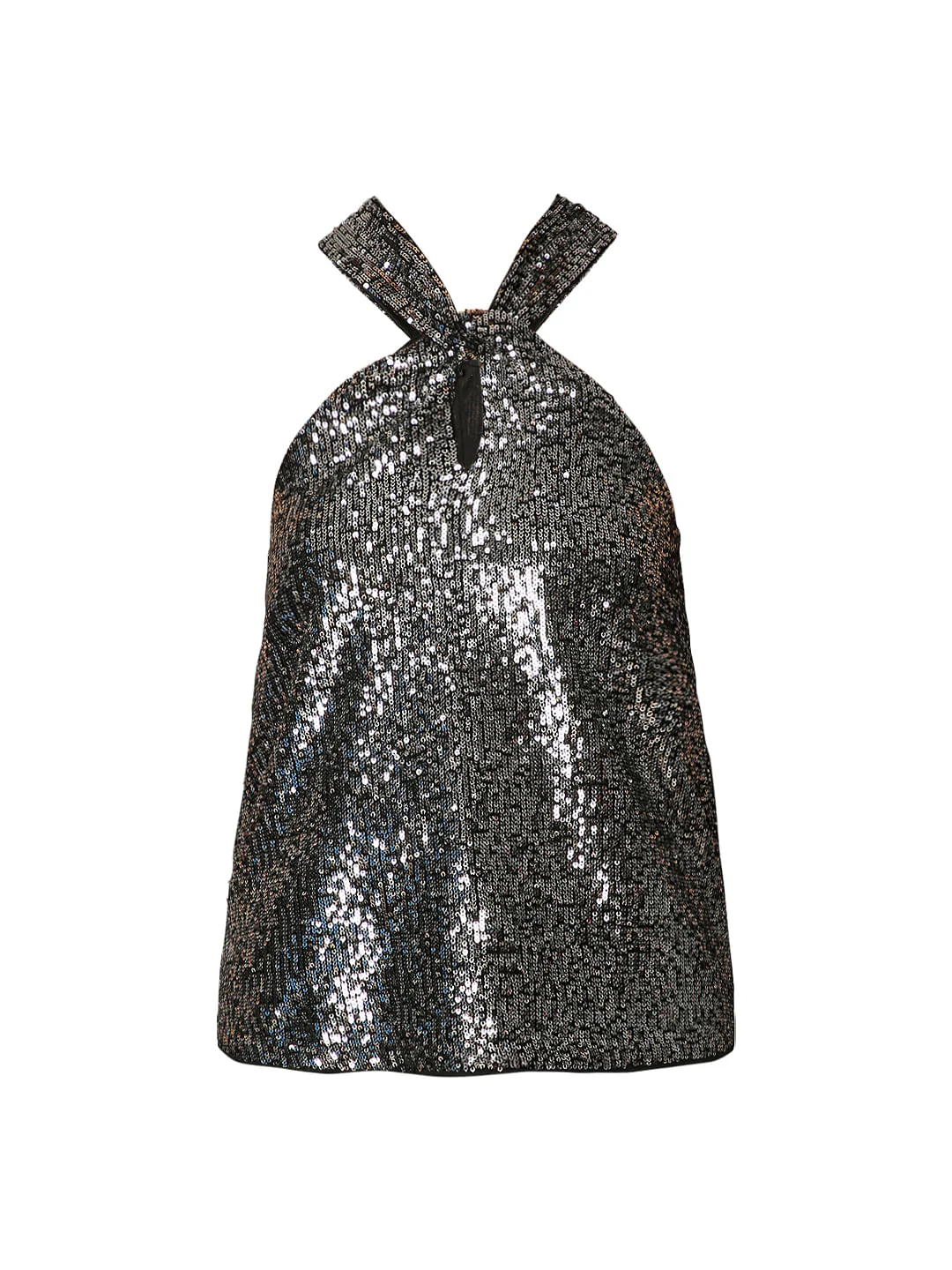 Marquee Silver Sequin Halter Neck Top - Image 7
