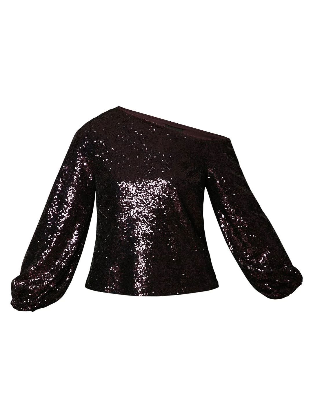 Marquee Deep Pink Sequin Detail One Shoulder Top - Image 7