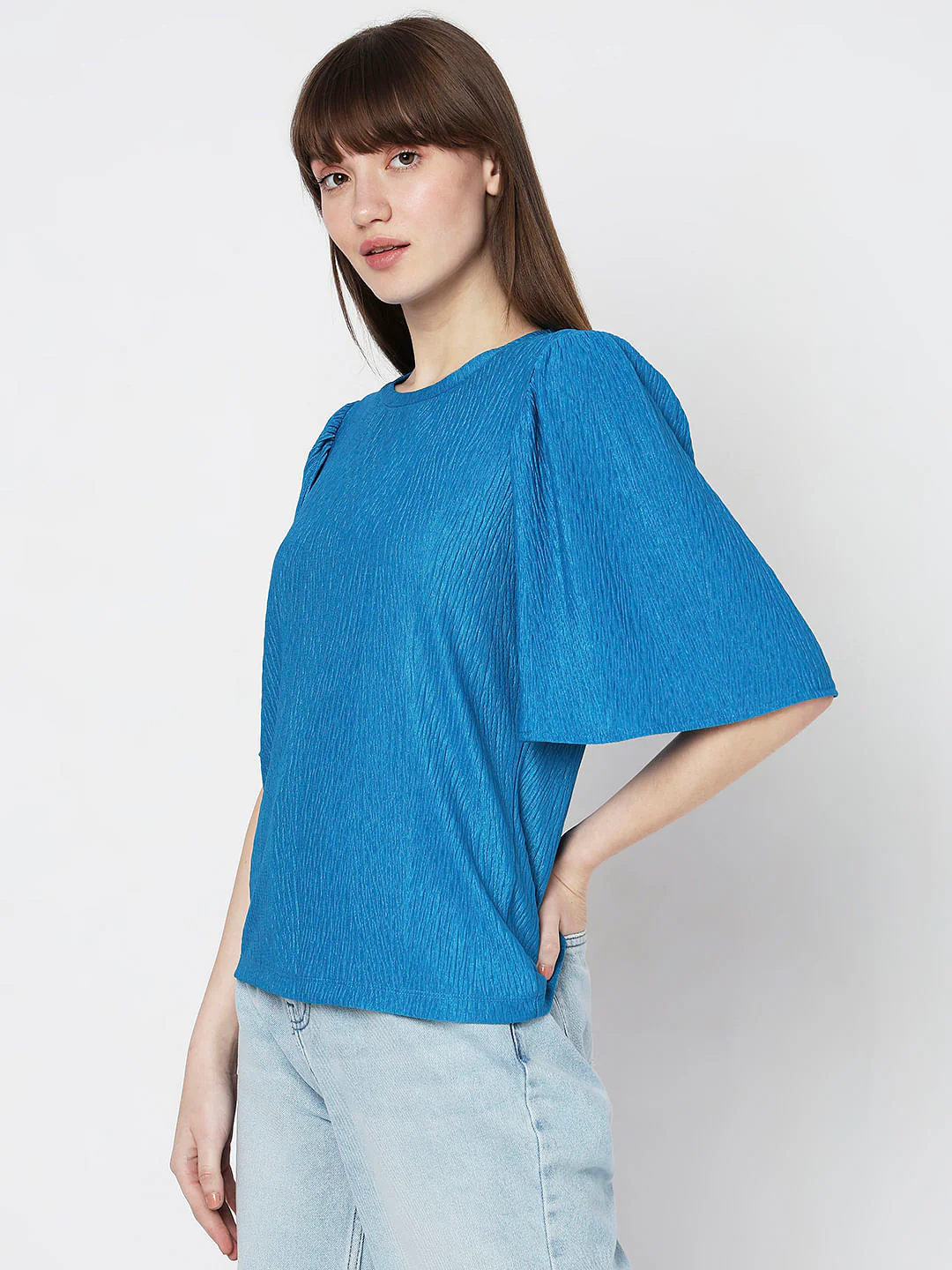 Blue Flared Sleeves Top - Image 3