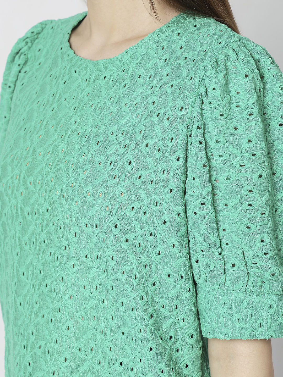 Green Schiffli Detail Top - Image 8