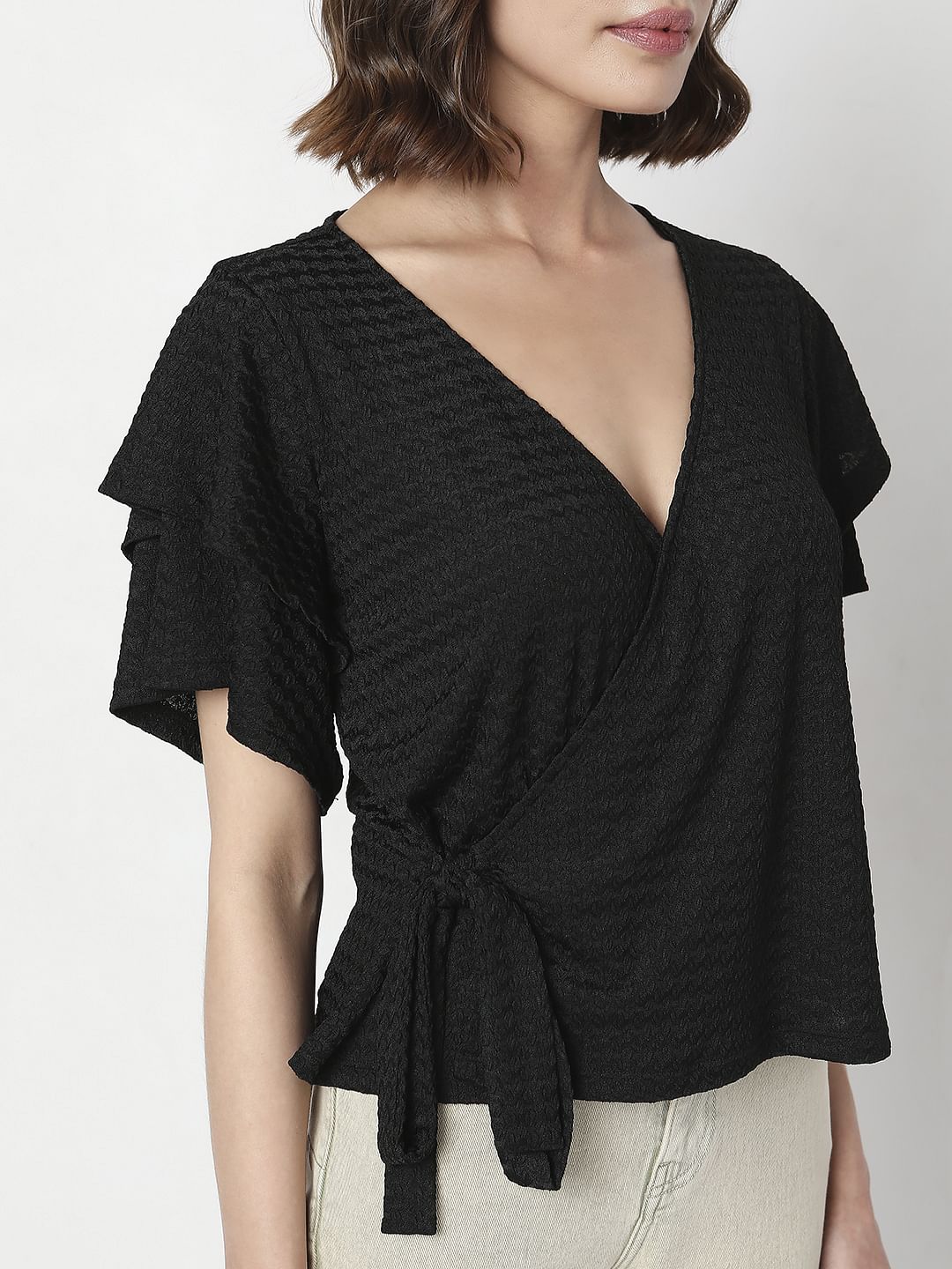 Black Front Wrap Top - Image 8