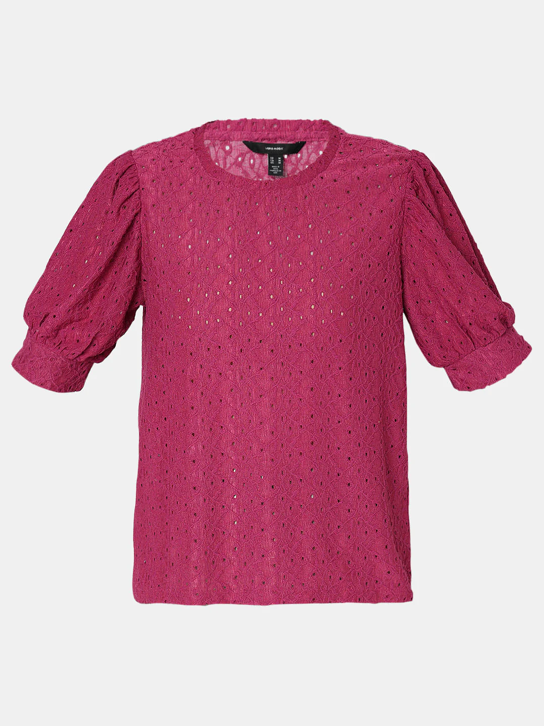 Berry Red Schiffli Detail Top - Image 7