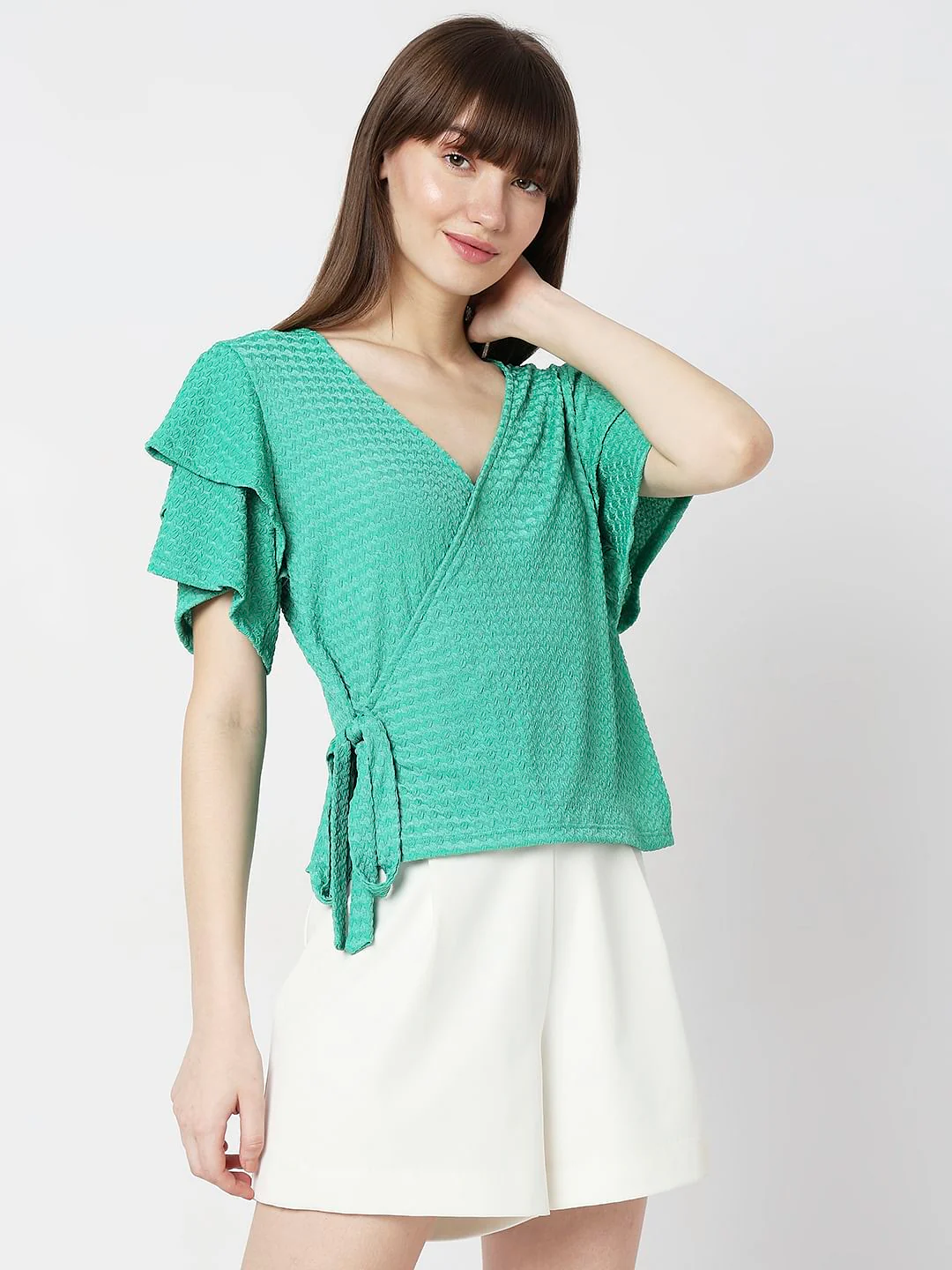 Green Textured Knit Top - Image 3