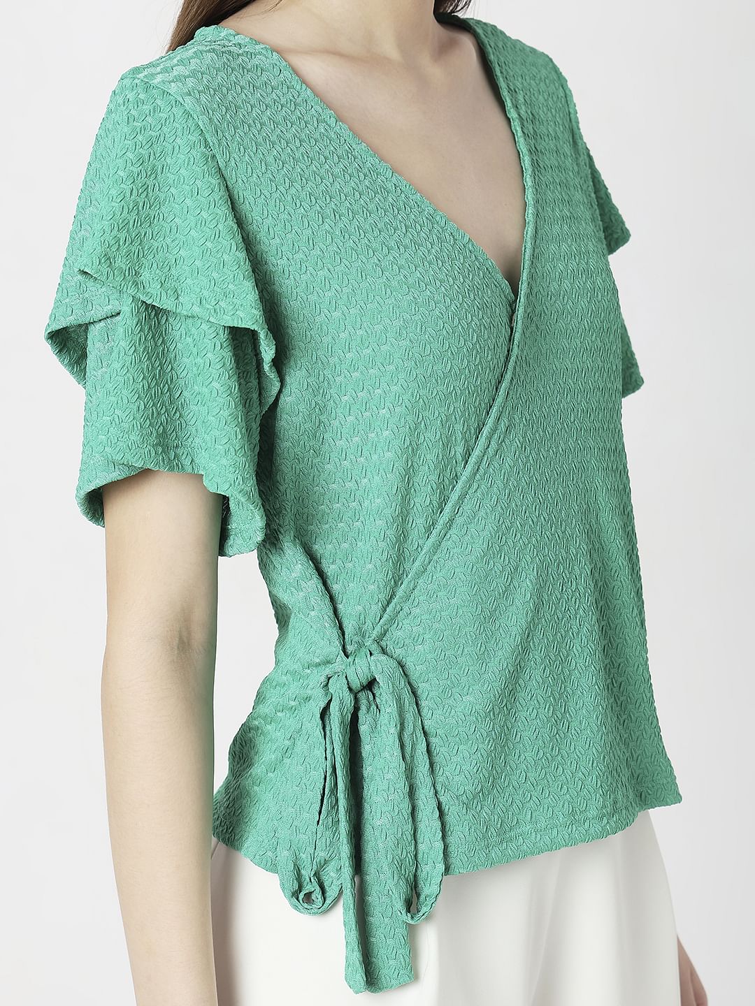 Green Textured Knit Top - Image 6