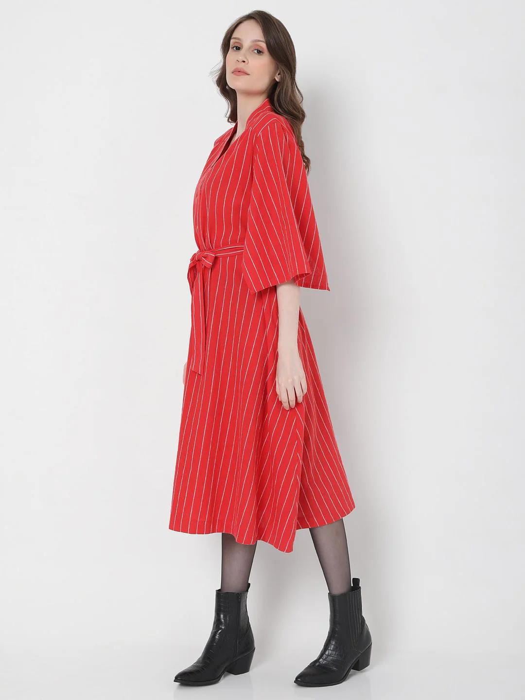 Red Striped Midi Dress - Image 3