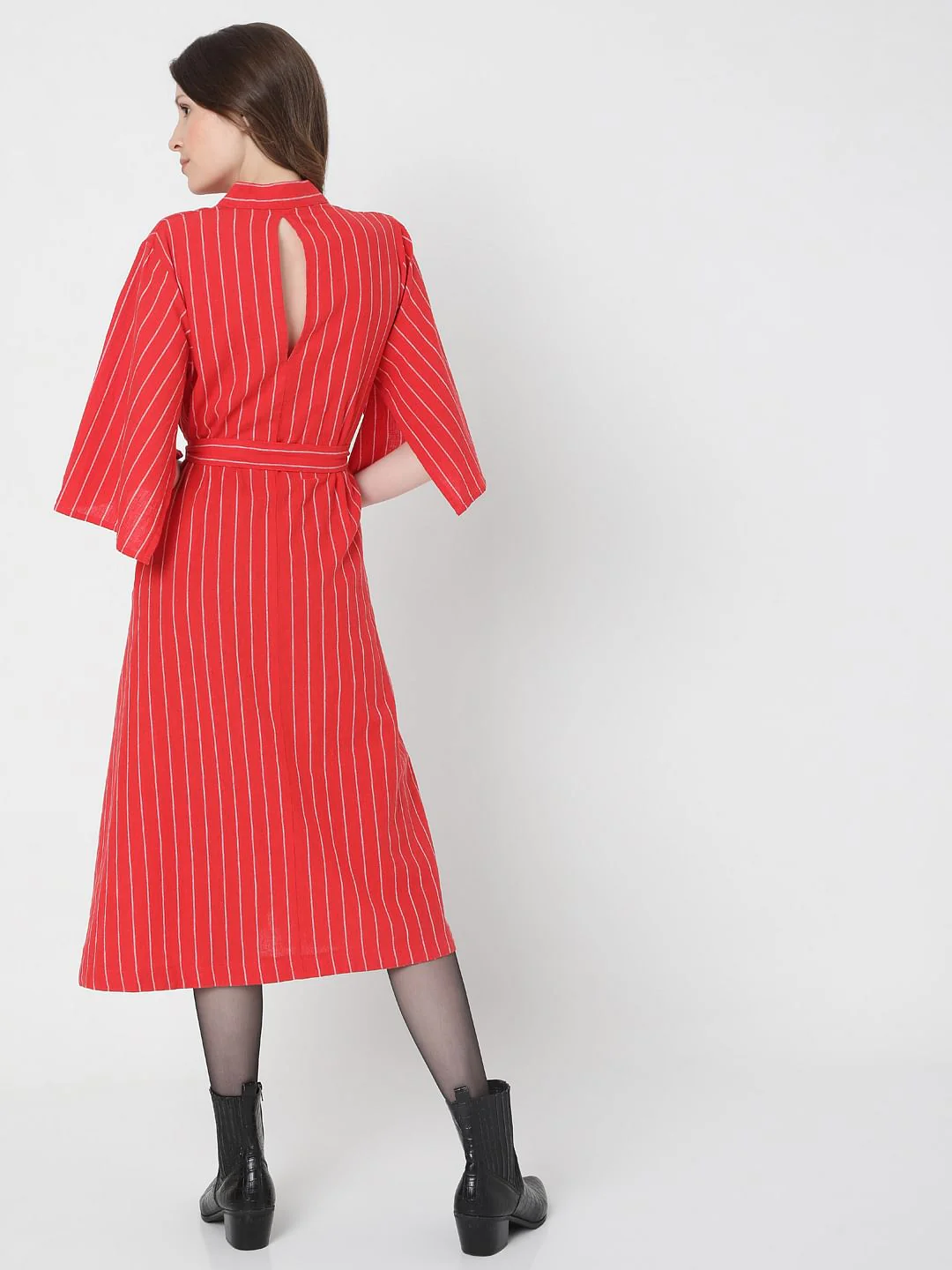 Red Striped Midi Dress - Image 4