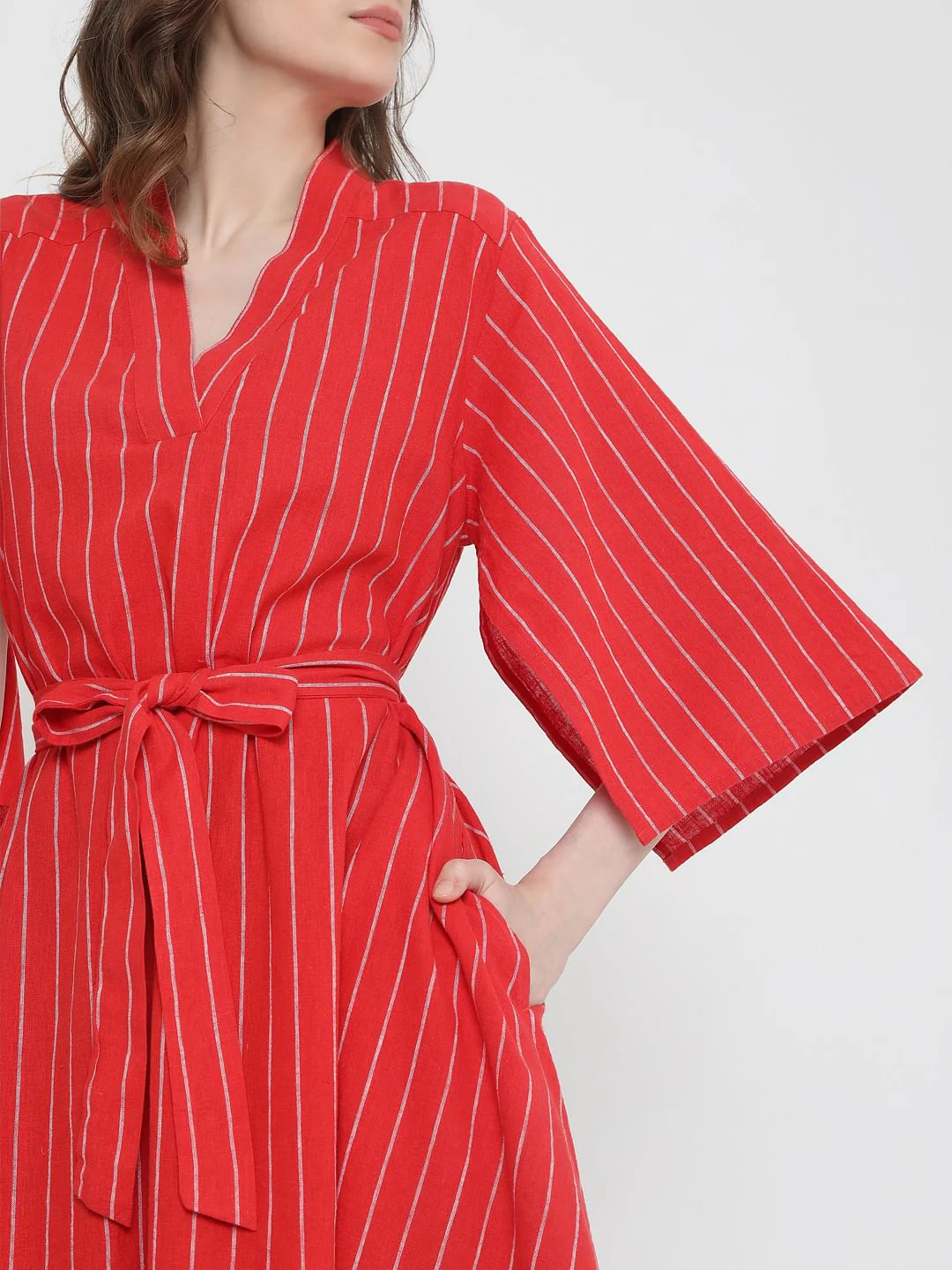 Red Striped Midi Dress - Image 5