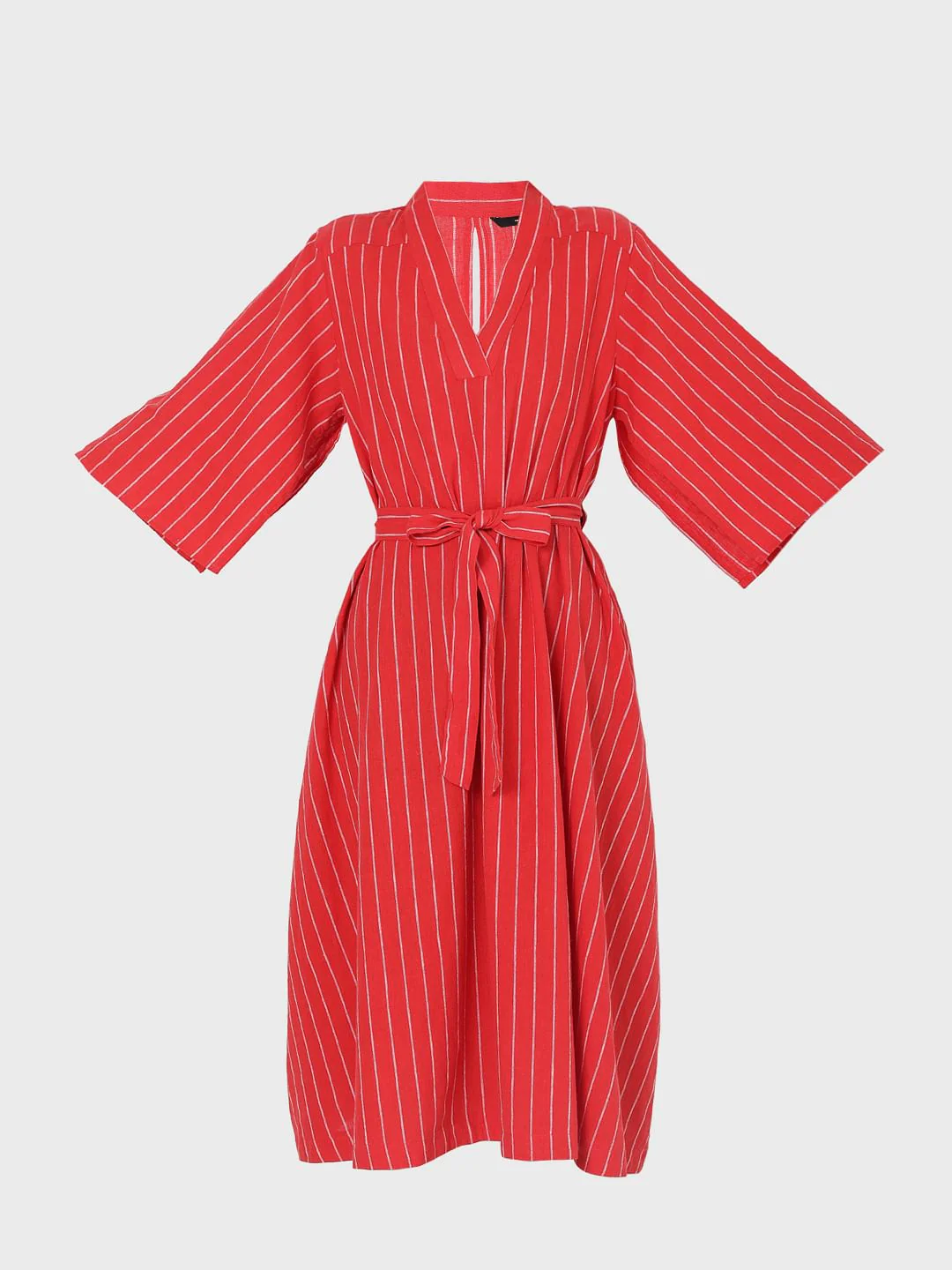 Red Striped Midi Dress - Image 6