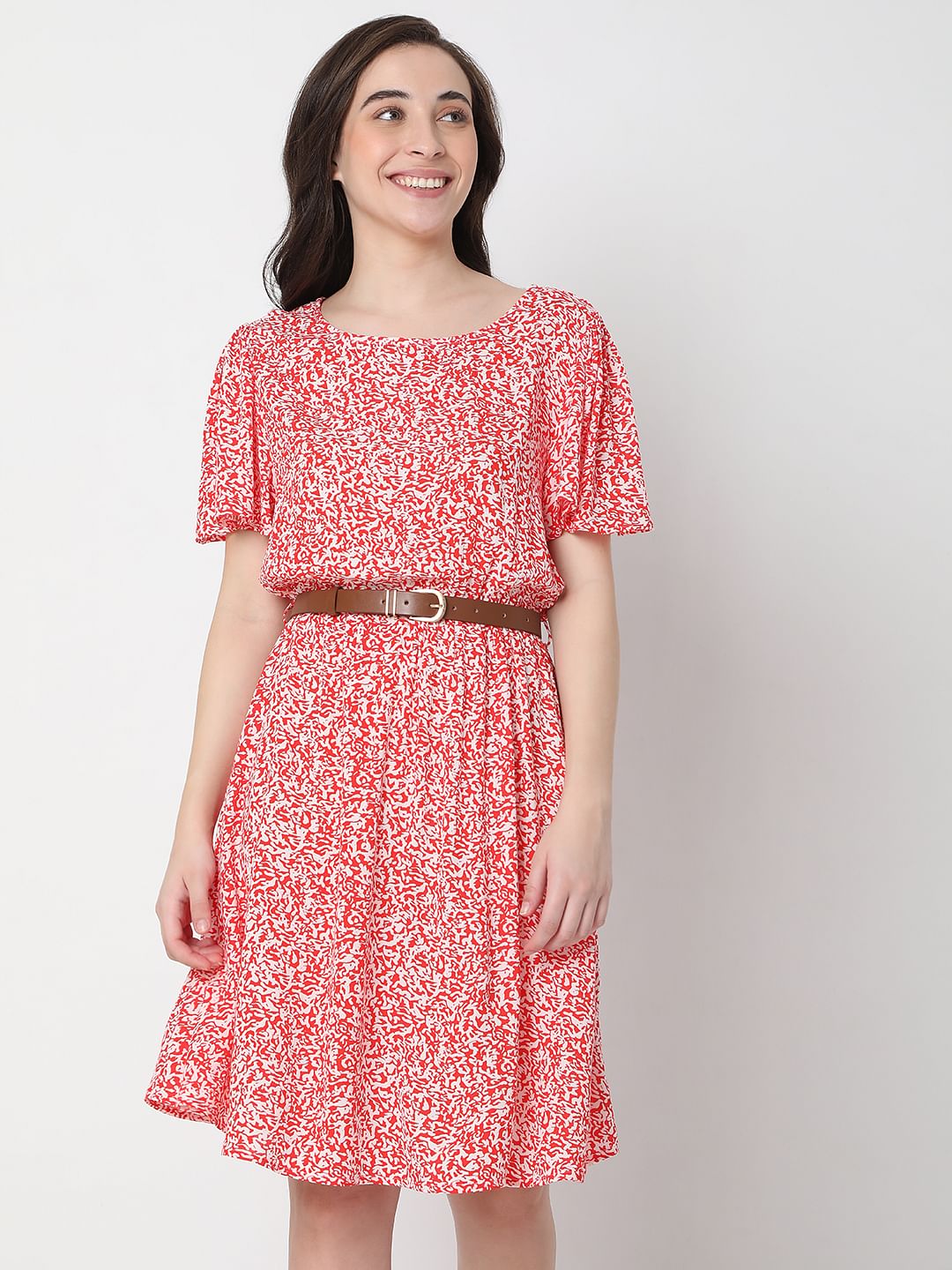Red Floral Print Shift Dress - Image 2