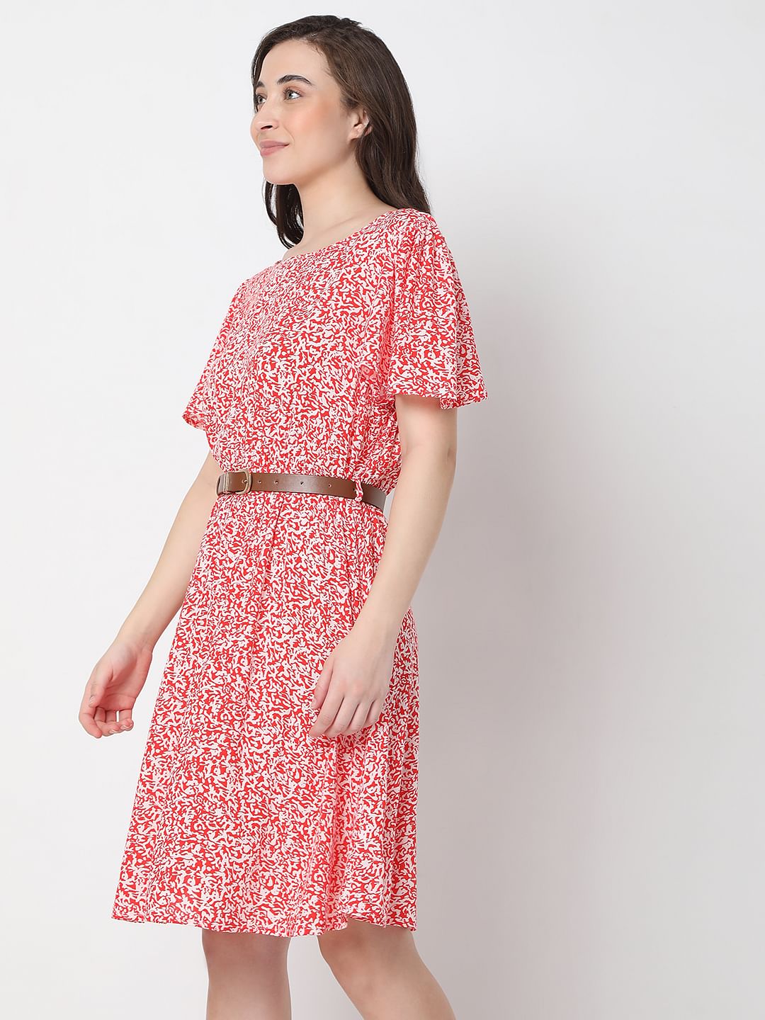 Red Floral Print Shift Dress - Image 3