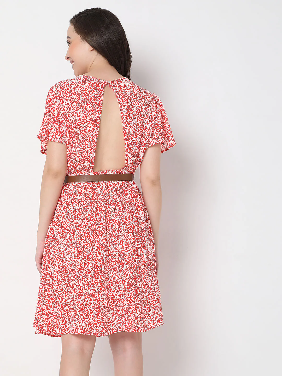Red Floral Print Shift Dress - Image 4