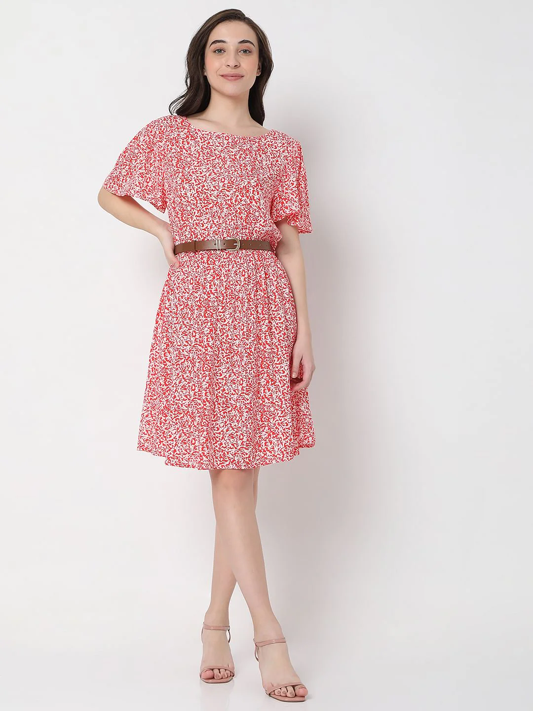 Red Floral Print Shift Dress - Image 5