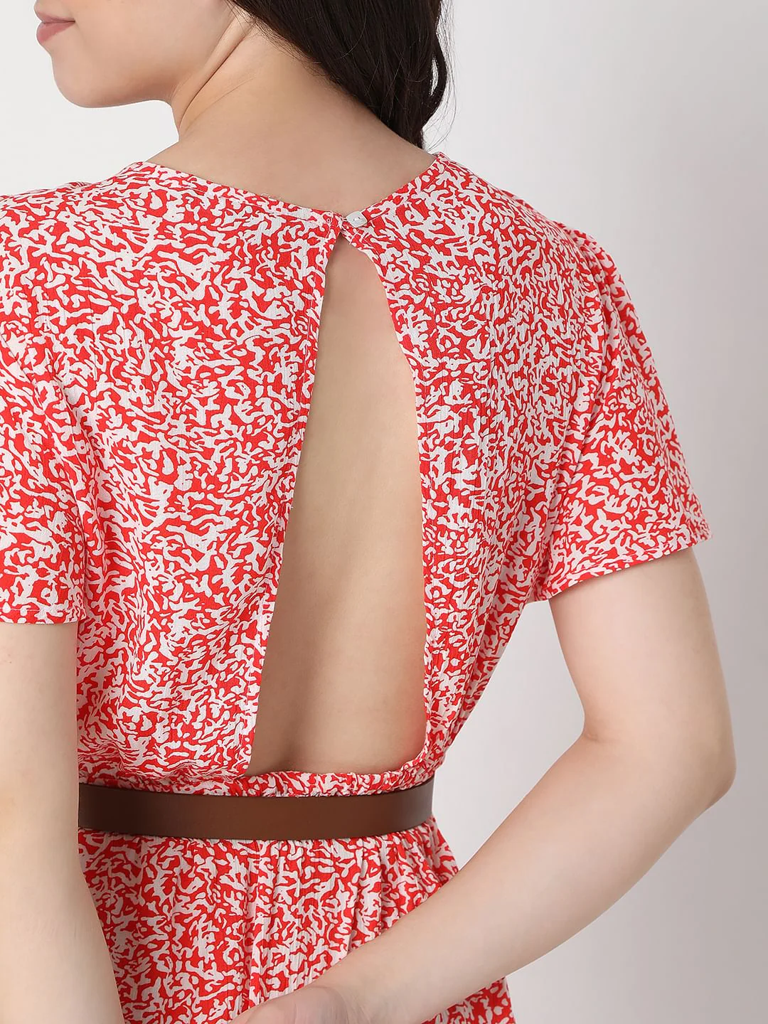 Red Floral Print Shift Dress - Image 6