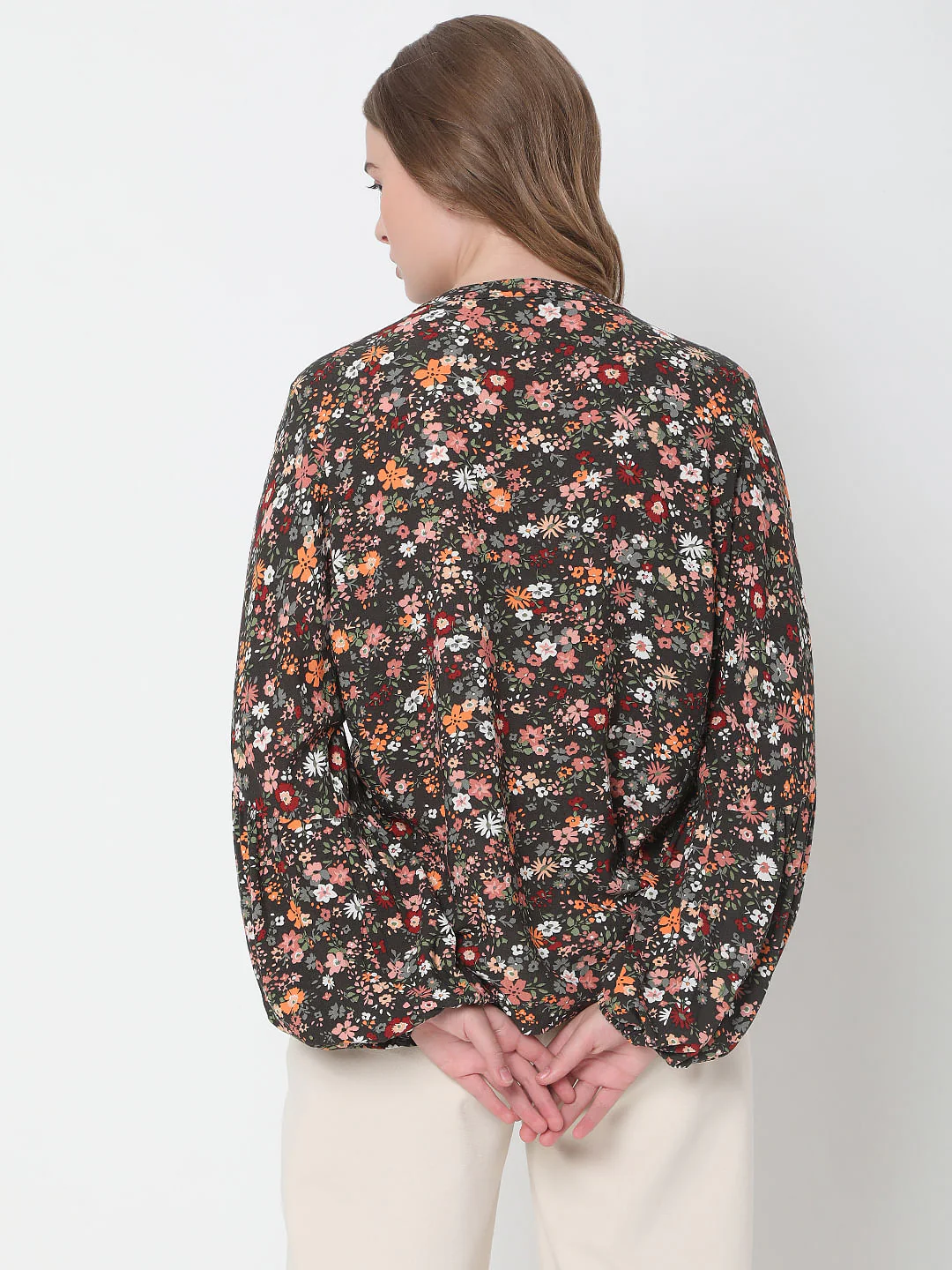 Brown Floral Print Top - Image 4