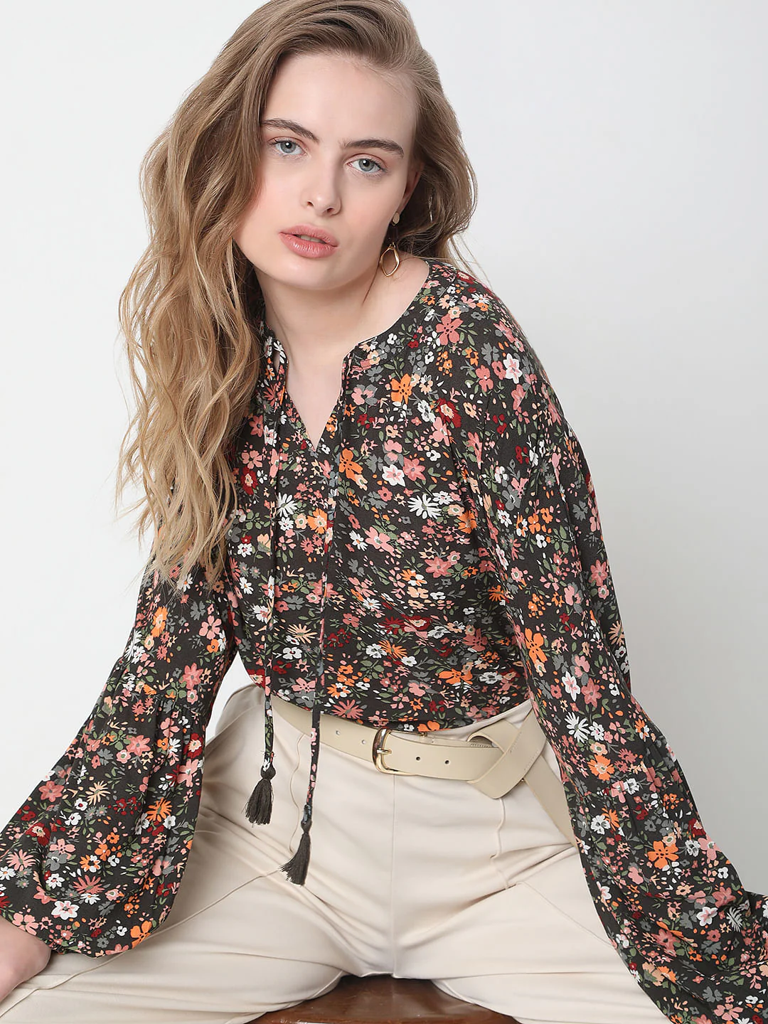 Brown Floral Print Top - Image 8