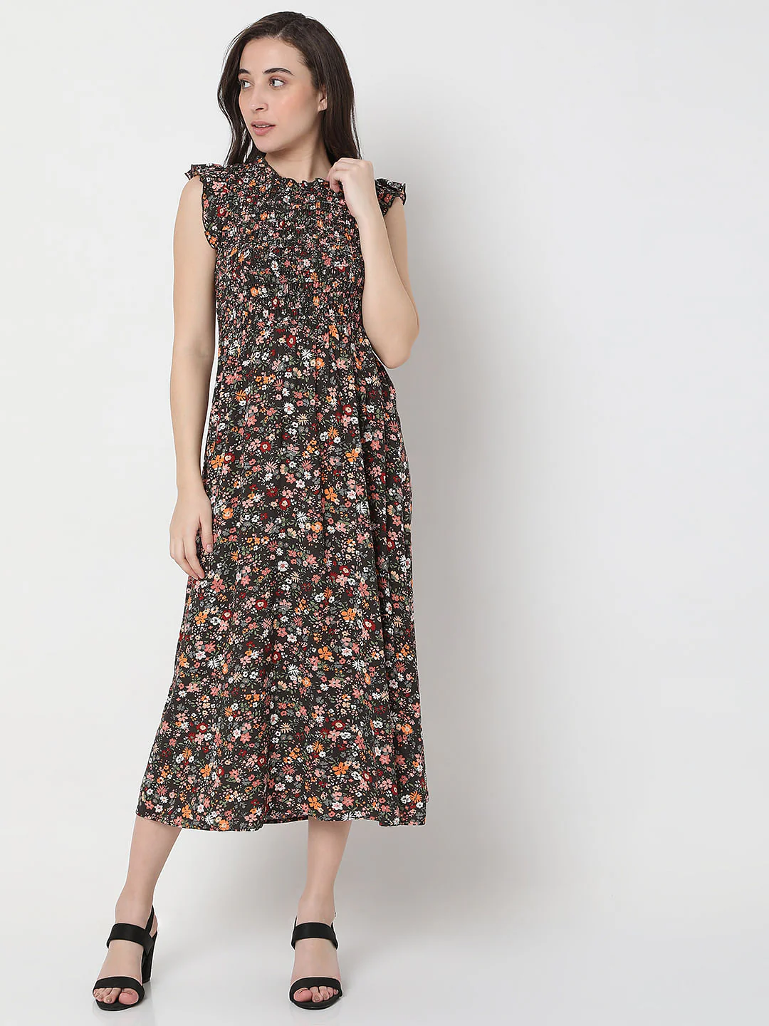 Multi-Coloured Floral Print Midi Dress - Image 2