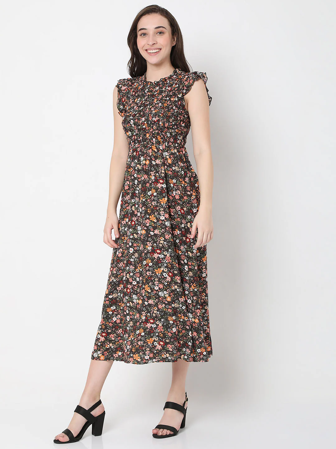 Multi-Coloured Floral Print Midi Dress - Image 3